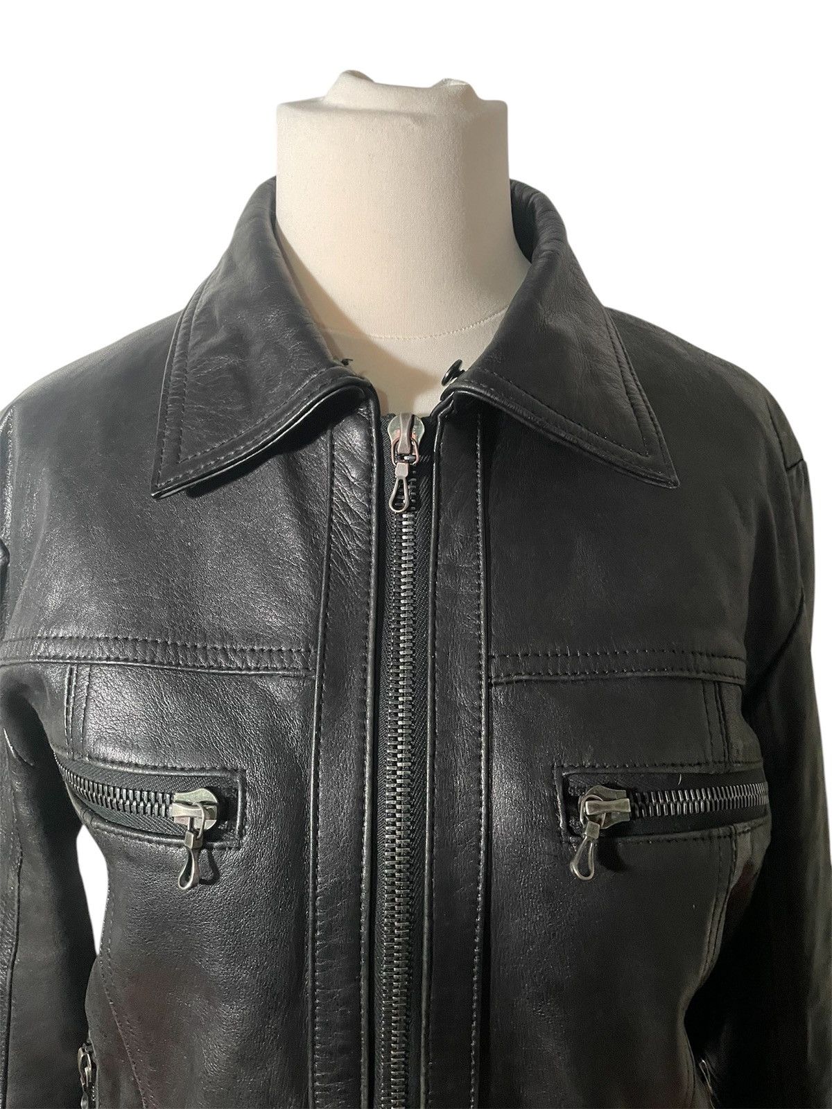 Shellac cow hide leather jacket