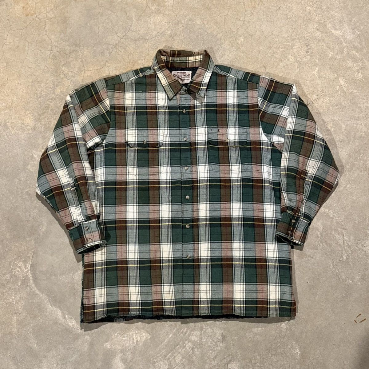 Vintage 2000s Faded Wrangler Plaid Quilt Lined Flannel ERD Grunge Size US XL / EU 56 / 4 - 1 Thumbnail