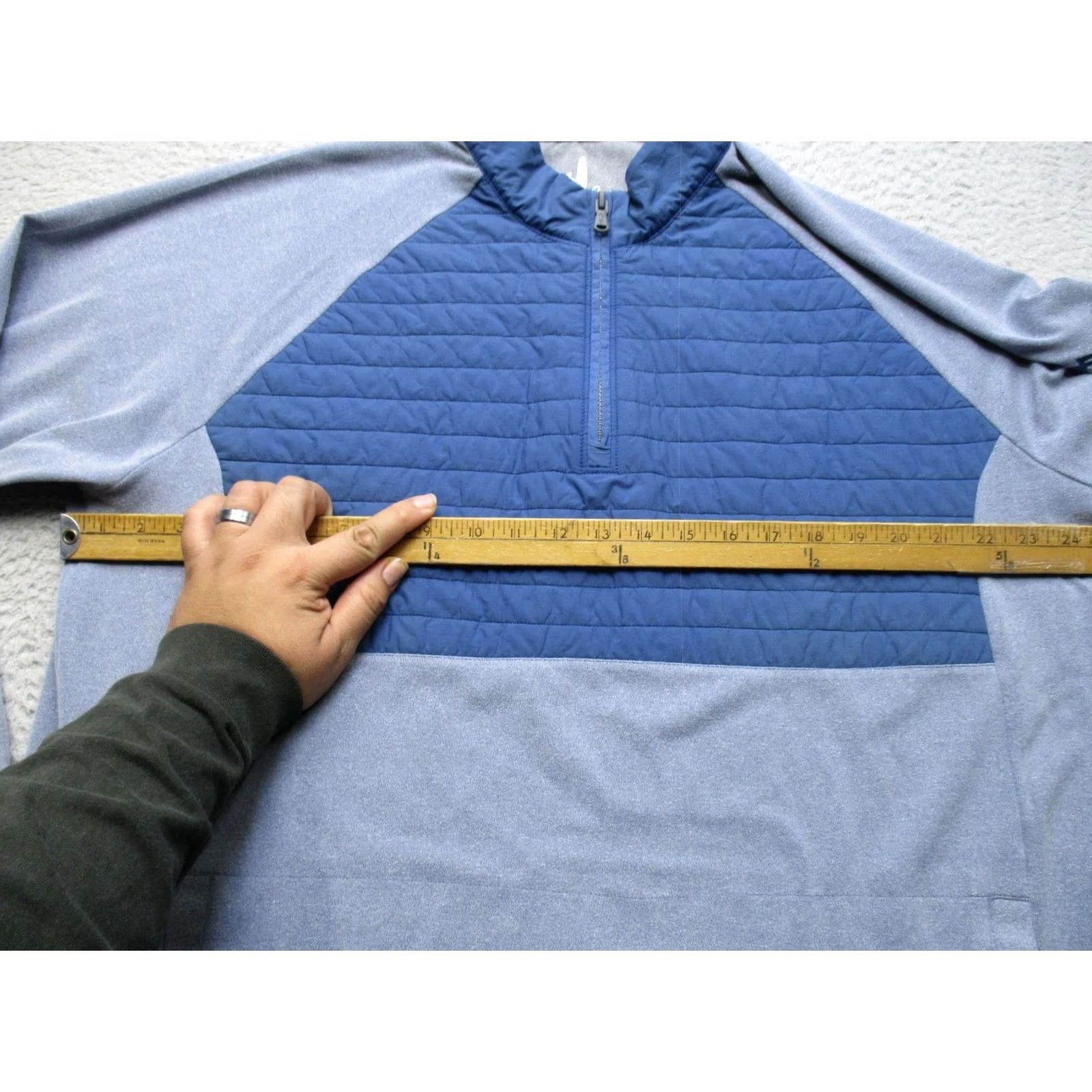 johnnie-O johnnie-O Sweater Mens XL Gray Quarter Zip Quilted Fleece Raglan Pullover Size US XL / EU 56 / 4 - 5 Thumbnail