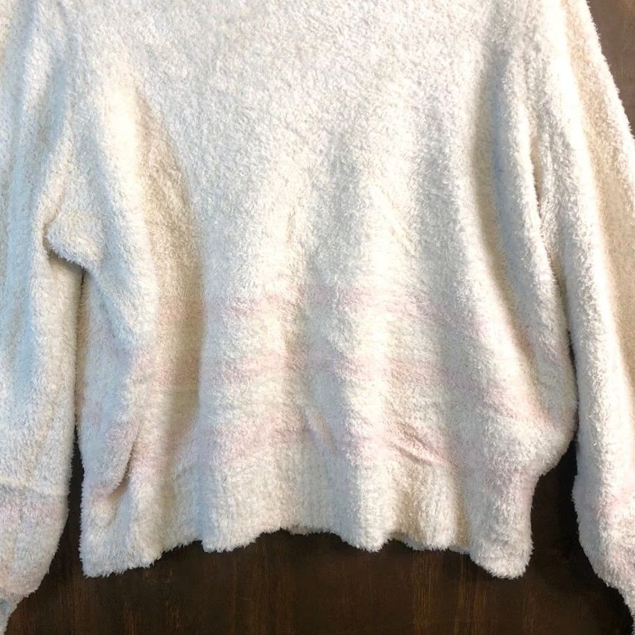 Vintage LC Lauren Conrad Womens Sweater White Pink Stripe Puff Sleeve Large Knit Style Pullover Casual Winter Fall Size L / US 10 / IT 46 - 3 Thumbnail