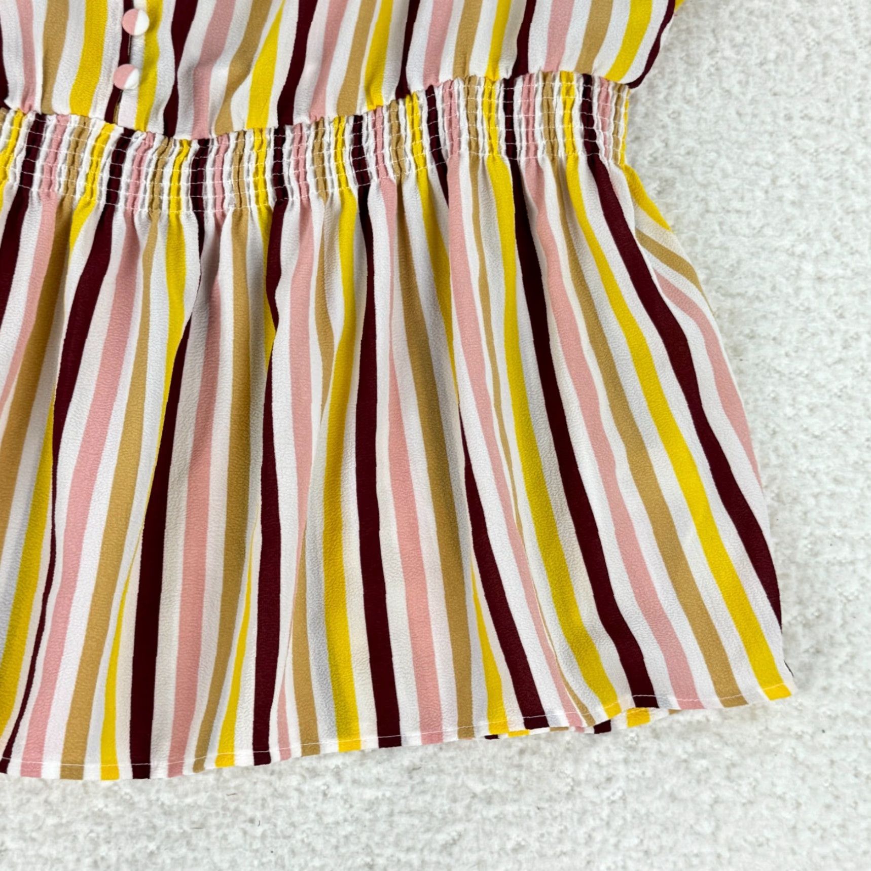 Vintage Lane Bryant Shirt Womens 16P Yellow Striped Flutter Sleeve V-Neck Pullover Blouse Size XXL / US 16-18 / IT 52-54 - 3 Thumbnail