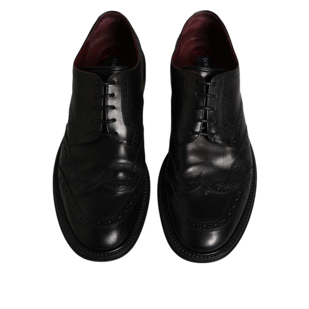 Dolce & Gabbana Dolce & Gabbana Black Leather Derby Wingtip Formal Shoes Size US 11 / EU 44 - 3 Thumbnail