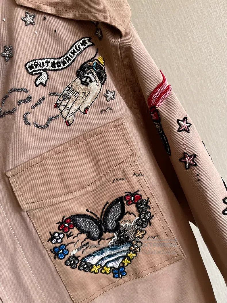 Valentino Valentino Heavy embroidered pink denim jacket Size US M / EU 48-50 / 2 - 2 Thumbnail