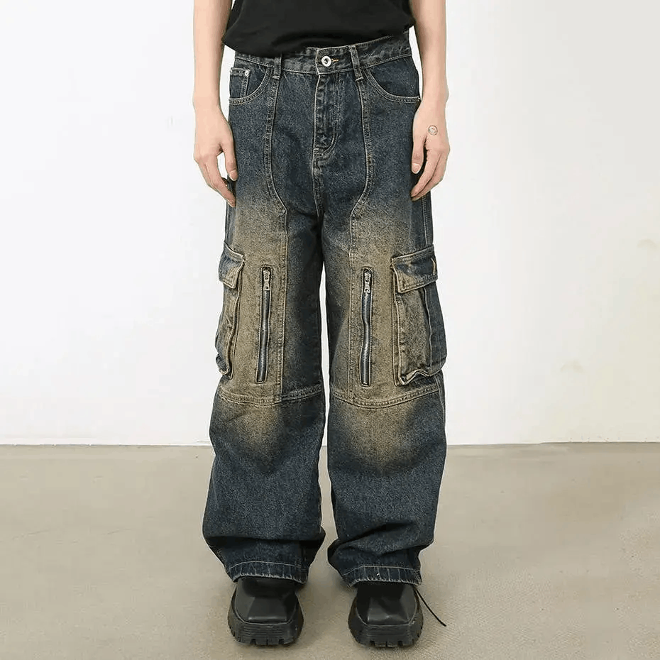 Japanese Brand × Jean Washed retro large pocket design baggy jeans Size US 30 / EU 46 - 2 Thumbnail