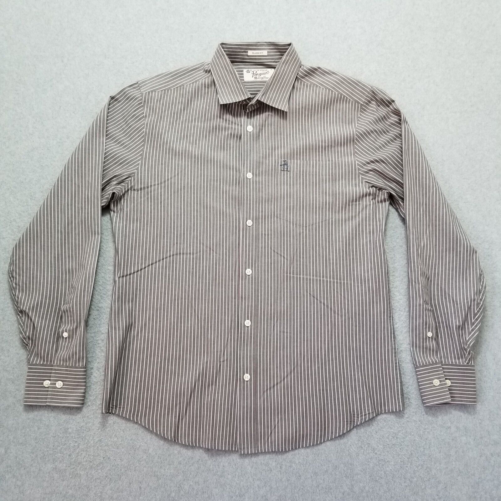 Original Penguin Penguin Shirt Mens Medium Pocket Striped Casual Long Sleeve Size US M / EU 48-50 / 2 - 1 Thumbnail