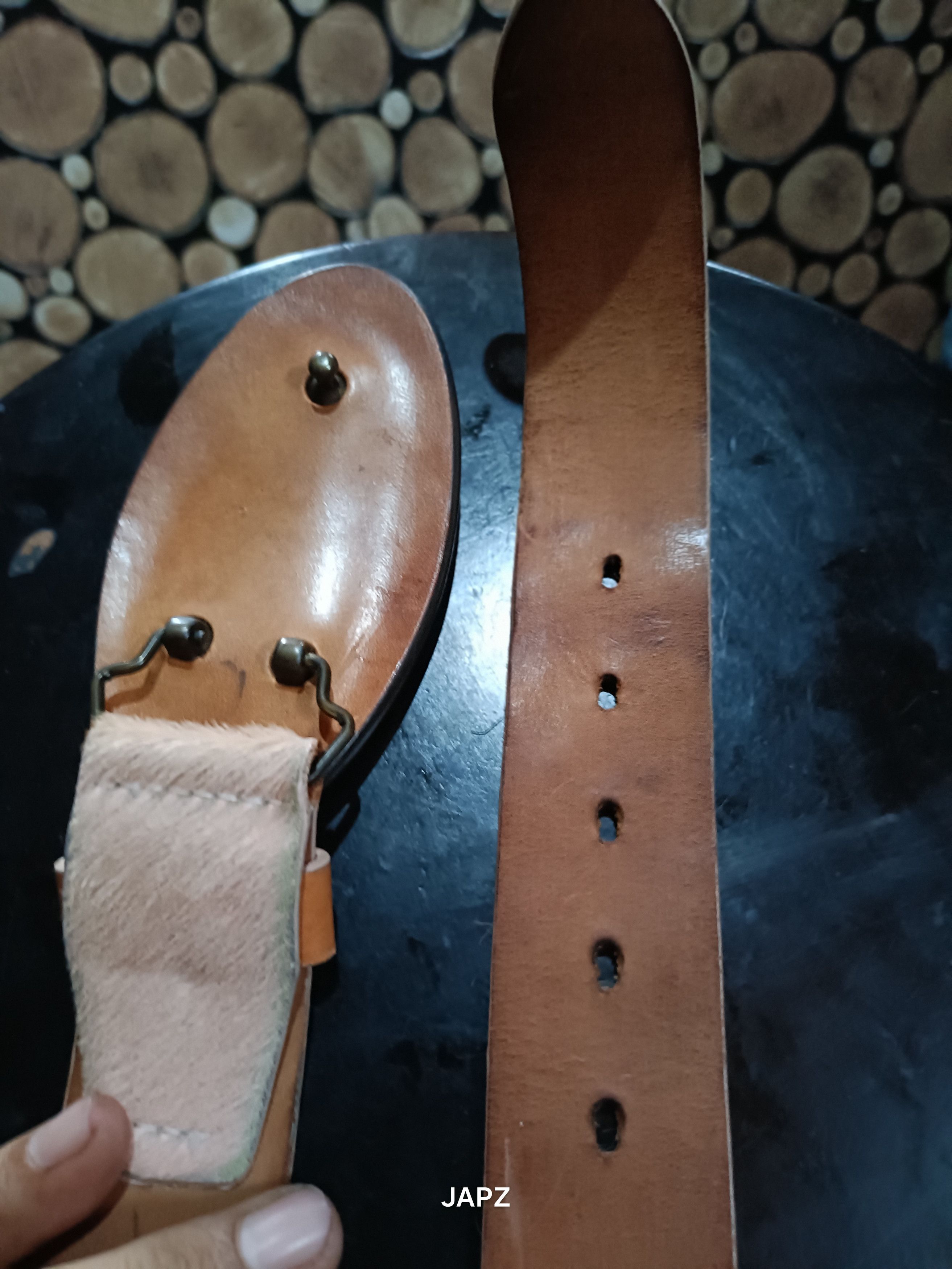 Handmade Vintage Martinica Italy pony hair leather belt wood buckle Size ONE SIZE - 4 Thumbnail