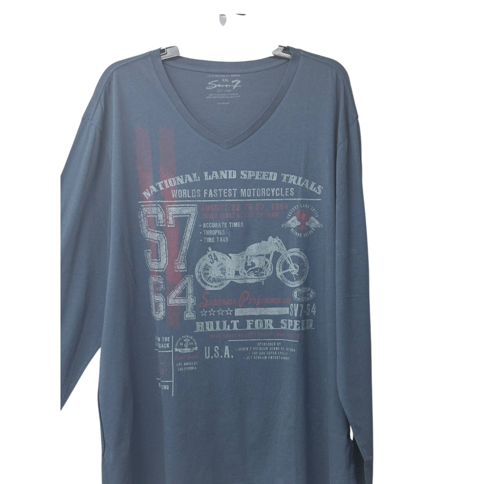 Other Seven7 Men’s V-neck Long Sleeve Graphic Cotton Tee, Indigo, Size US XL / EU 56 / 4 - 4 Thumbnail