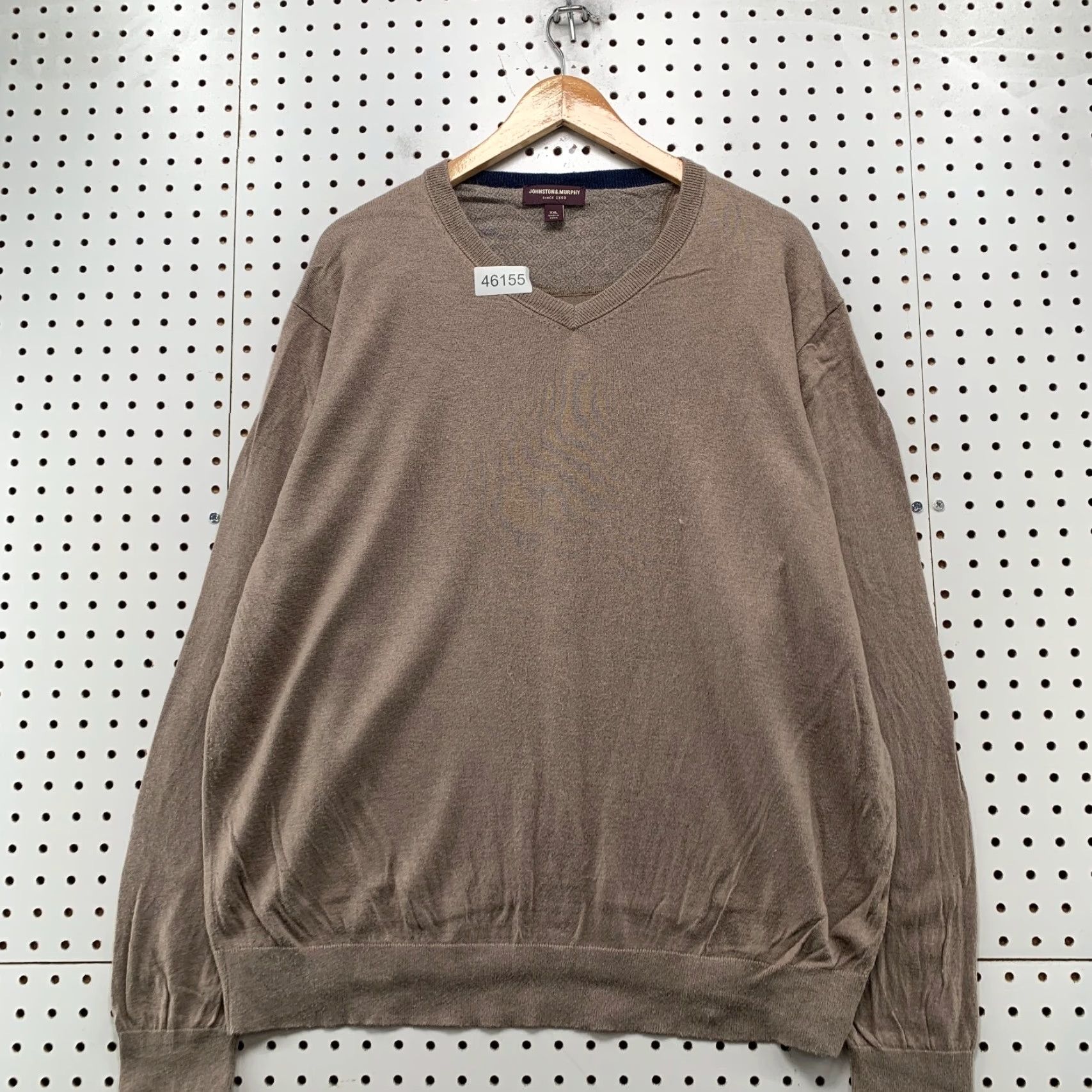 Johnston & Murphy Johnston & Murphy Silk Blend Sweater Mens 2XL Brown V Neck Lightweight Alpaca Size US XXL / EU 58 / 5 - 5 Thumbnail