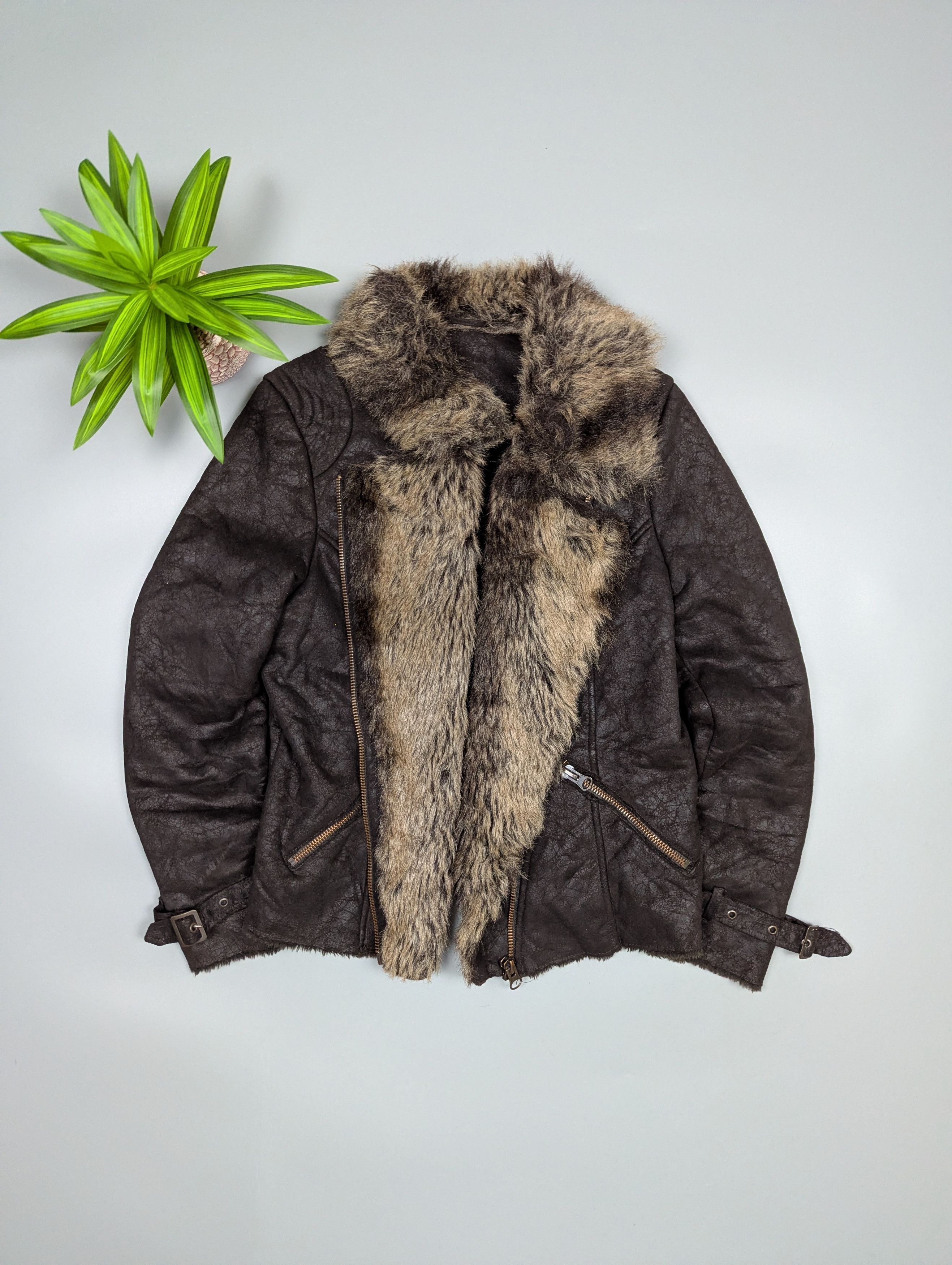 Vintage Distressed Brown Leather Moto Jacket Women’s S/M