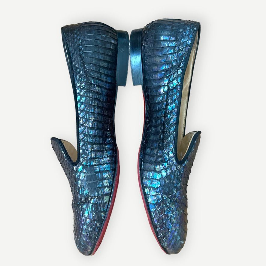 Christian Louboutin CHRISTIAN LOUBOUTIN Iridescent Python Loafers 36 6 Blue Flat Size US 5 / IT 35 - 11 Thumbnail