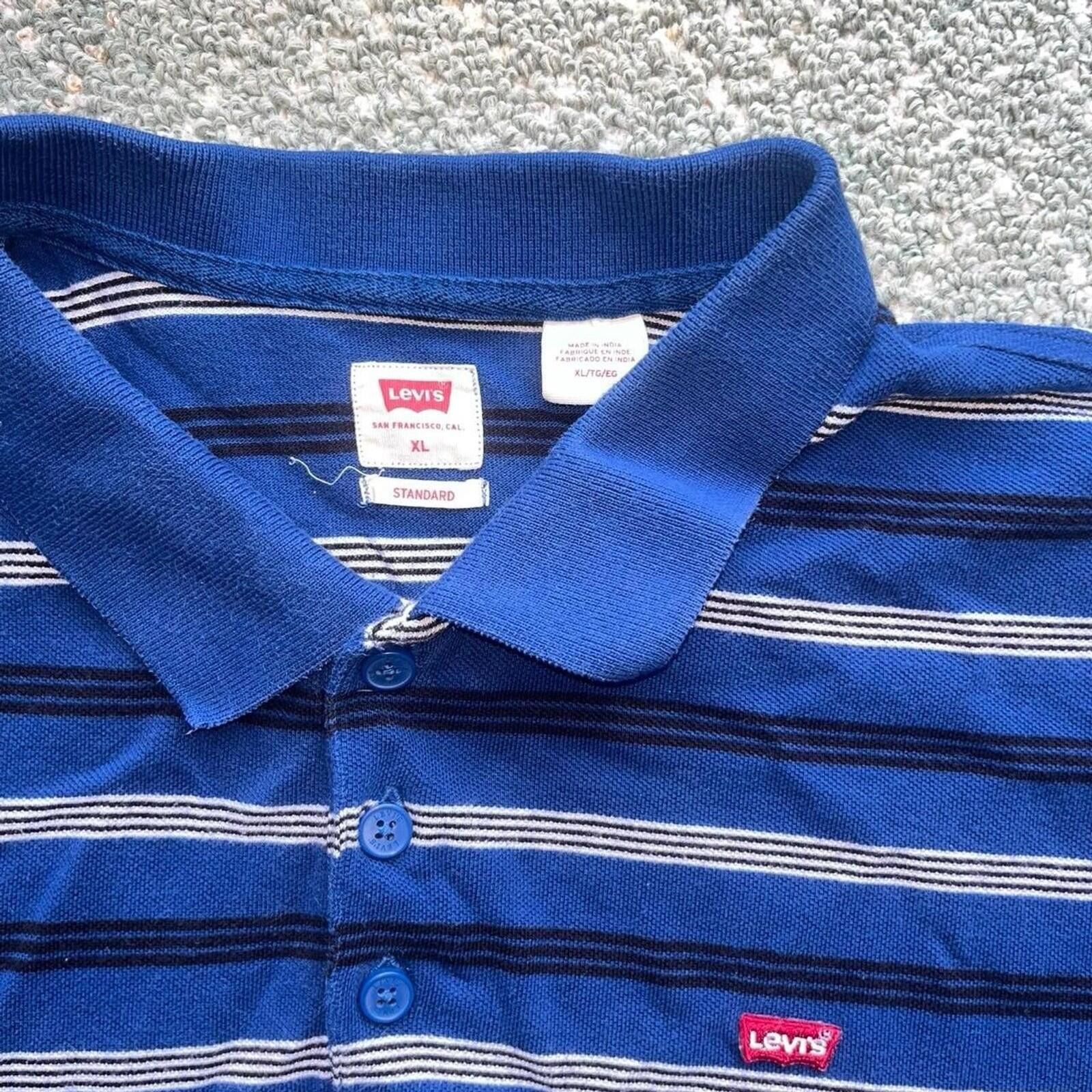 Levi's Levi’s Polo Men’s Blue Short Sleeve Striped Shirt Size XL Size US XL / EU 56 / 4 - 3 Thumbnail