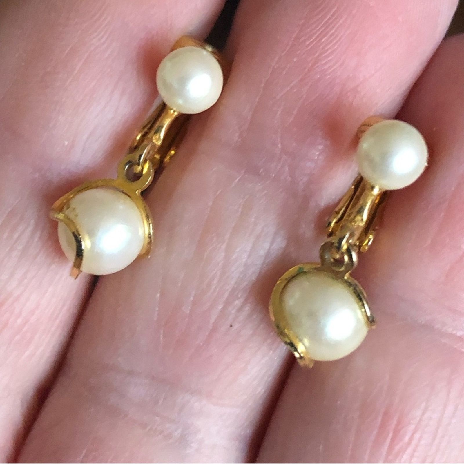 Vintage Vintage 80s faux creamy Pearl dangle clip on earrings Size ONE SIZE - 3 Thumbnail