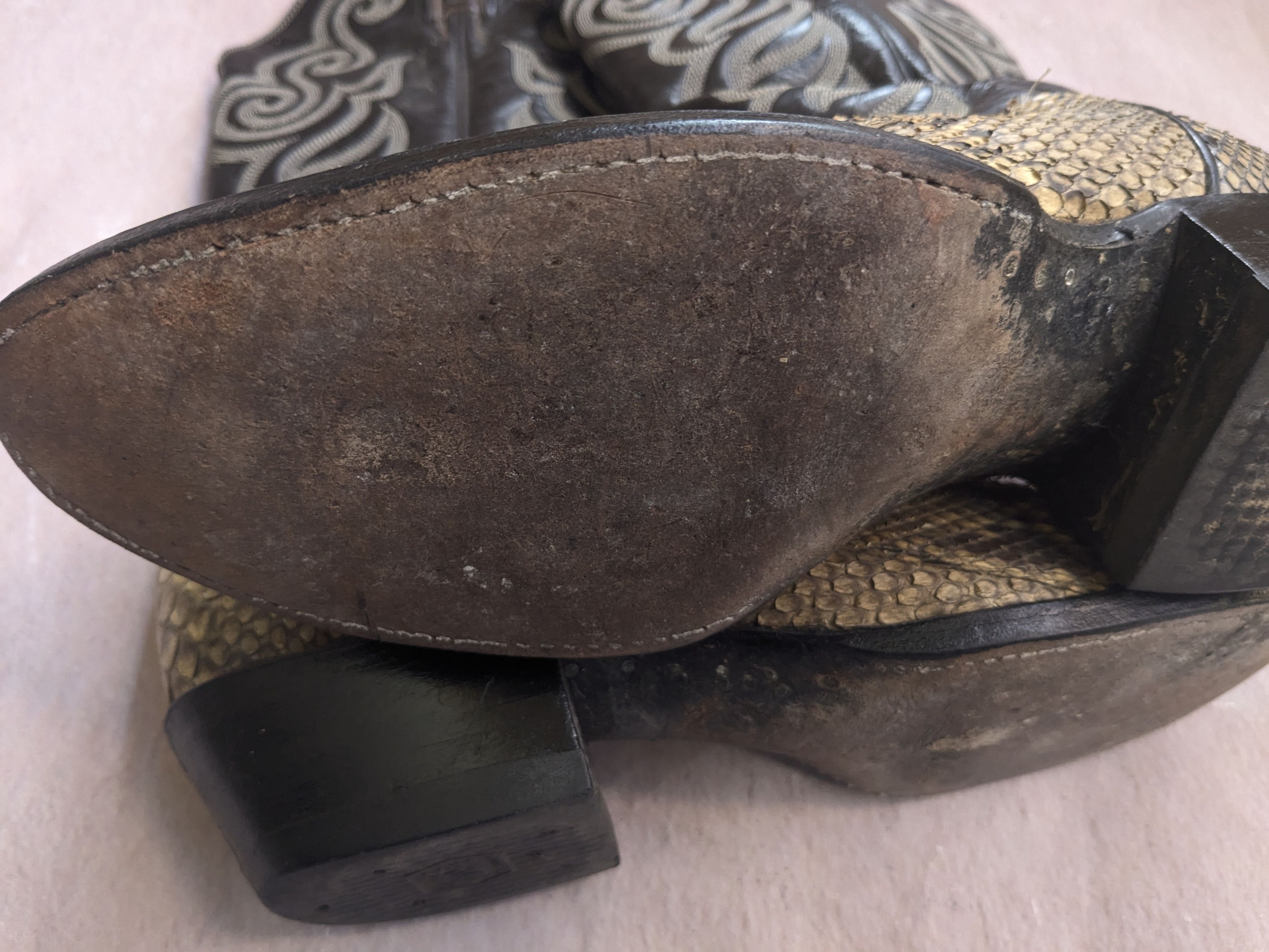 Tony Lama Tony Lama Cowboy Boots Snakeskin Python Tan Black Leather 9 Size US 9 / EU 42 - 14 Thumbnail