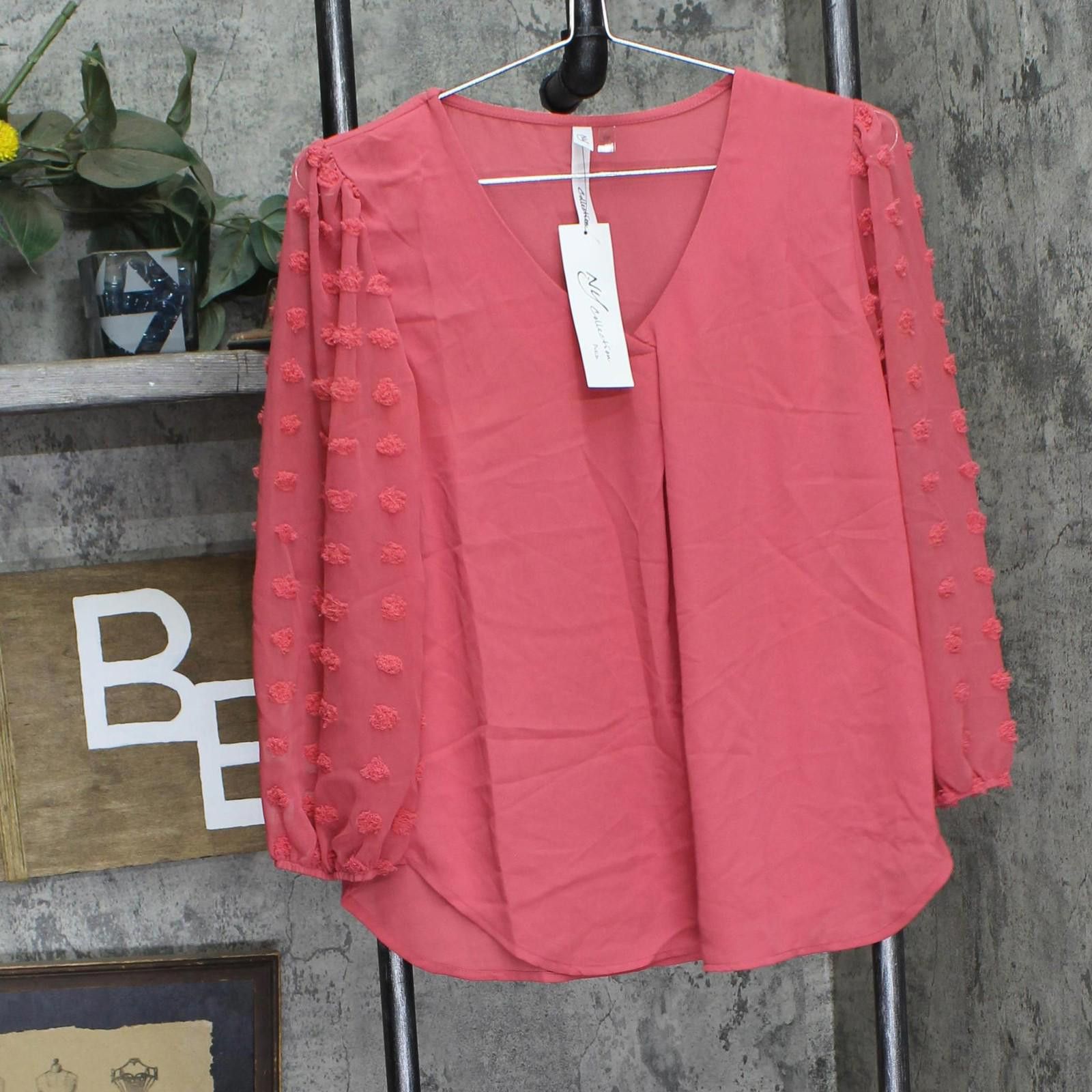 Other Nwt Ny Collection 3/4 Chiffon Sleeves Holly Berry Pink Pm Size M / US 6-8 / IT 42-44 - 1 Thumbnail