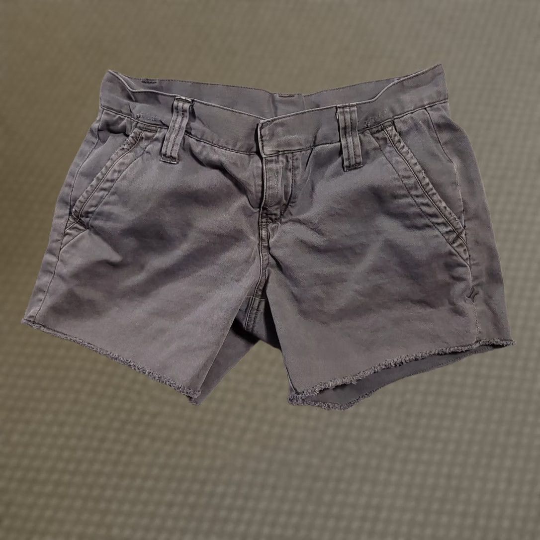 Hurley Hurley Low Rise Chino Shorts Women's 0 Gray Flat Front Cotton Frayed Hem Size 26" / US 2 / IT 38 - 1 Thumbnail