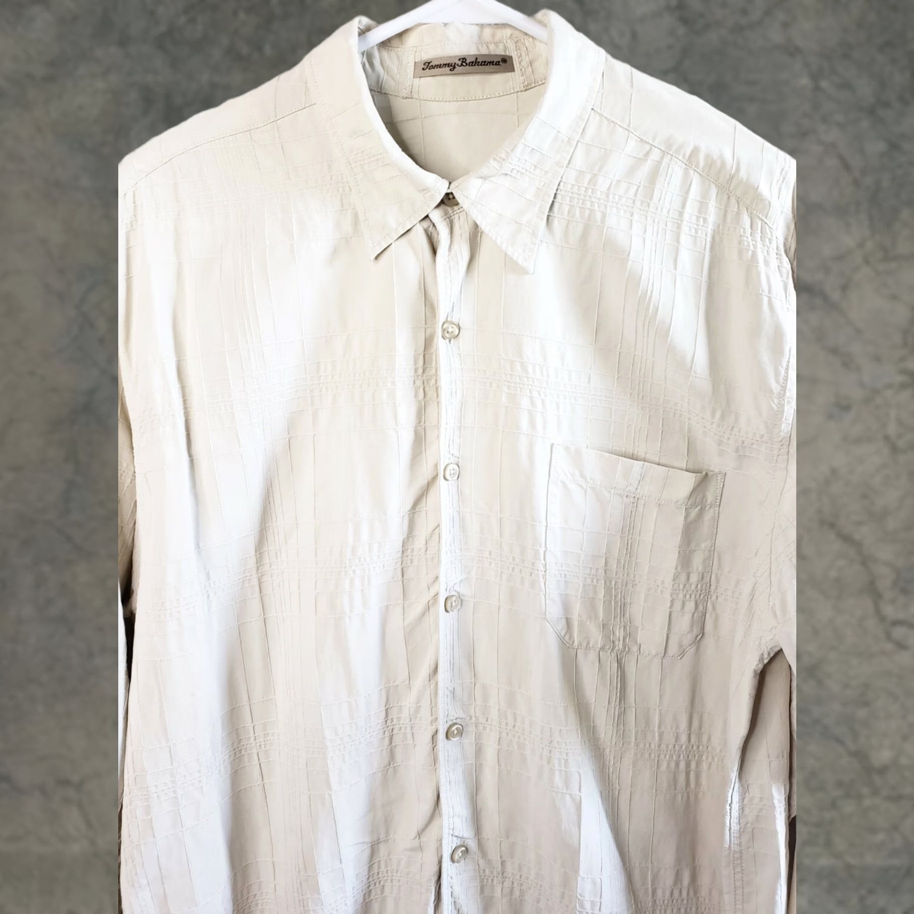 Tommy Bahama Tommy Bahama Silk Shirt Mens Large Beige 100% Silk Button-Up Classic Casual Summer Beach Ready Mens Size US L / EU 52-54 / 3 - 1 Thumbnail