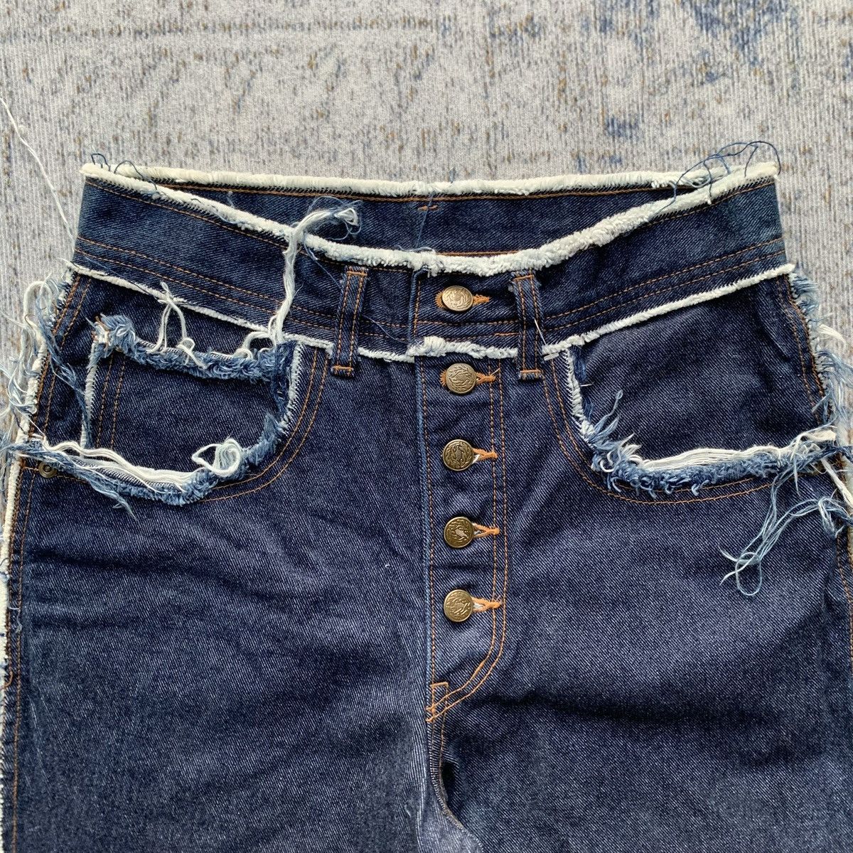 Japanese Brand 2000s Rare Acid Jazz Men Unfinished Style Denim Jeans Size US 30 / EU 46 - 2 Thumbnail