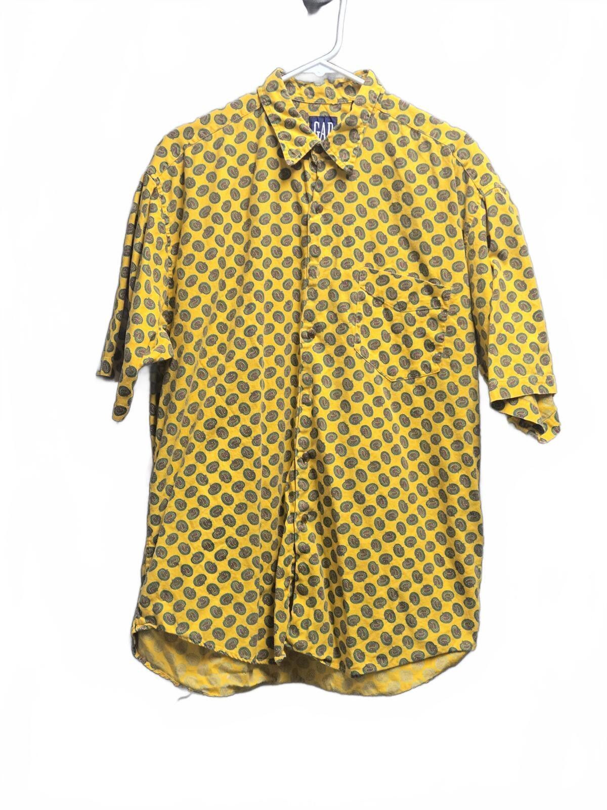 Gap Yellow 90s Gap Sz L Button-up Short-Sleeve Shirt Preppy Size US L / EU 52-54 / 3 - 1 Thumbnail
