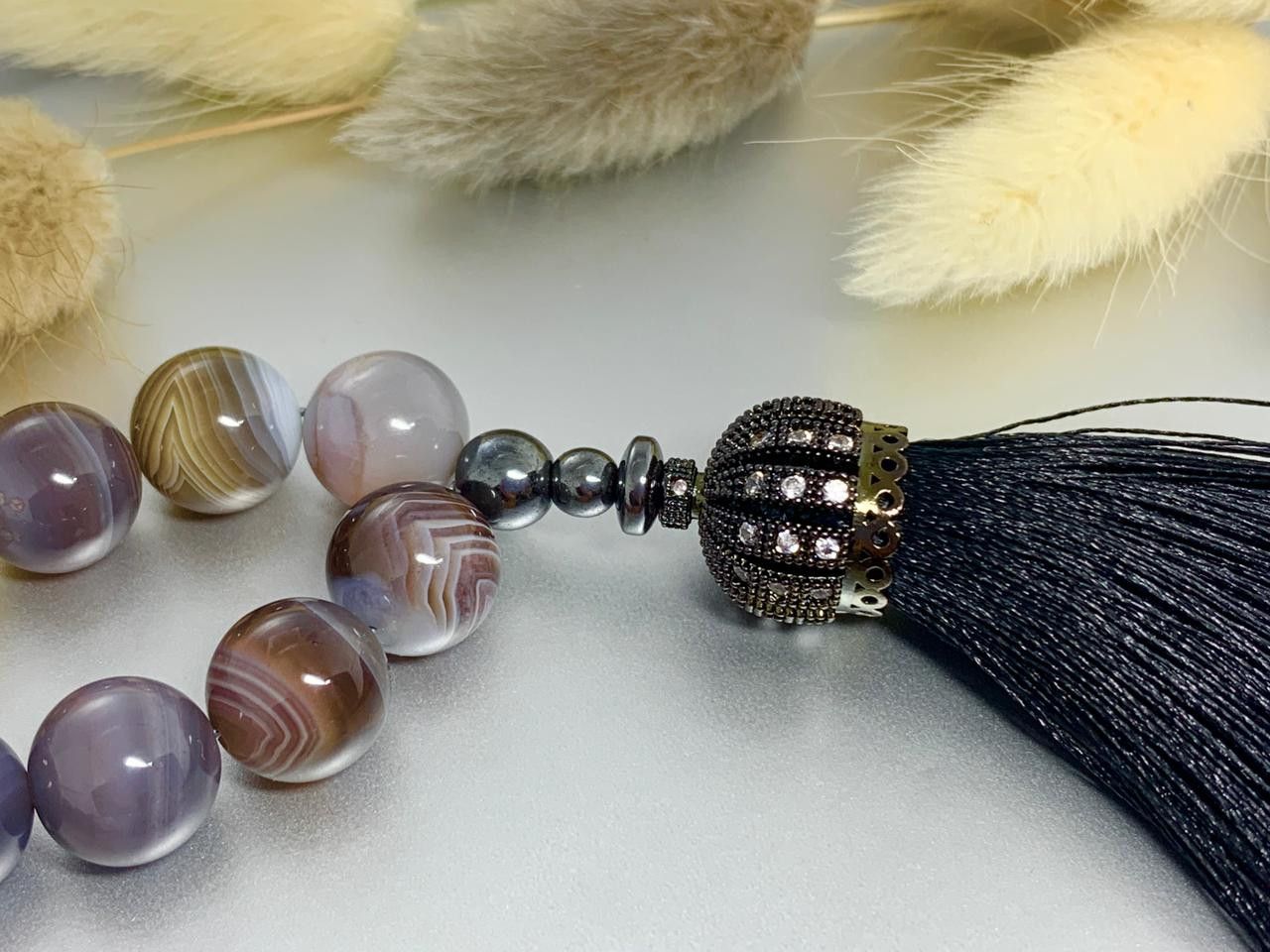 Sterling Silver Author's Work,New,Islamic Prayer 33 Beads,Natural Stone Size ONE SIZE - 2 Thumbnail