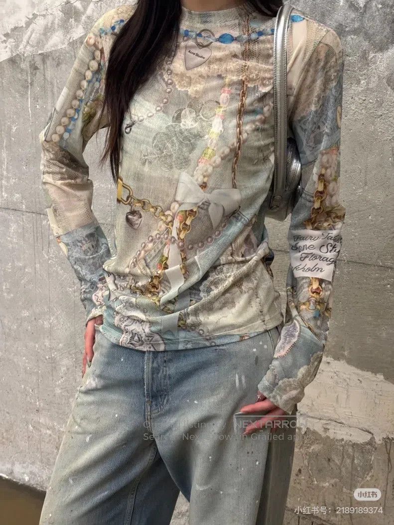 Acne Studios Acne Studios Jewelry Chain Print Round Neck Long Sleeve T- Size XS / US 0-2 / IT 36-38 - 8 Thumbnail