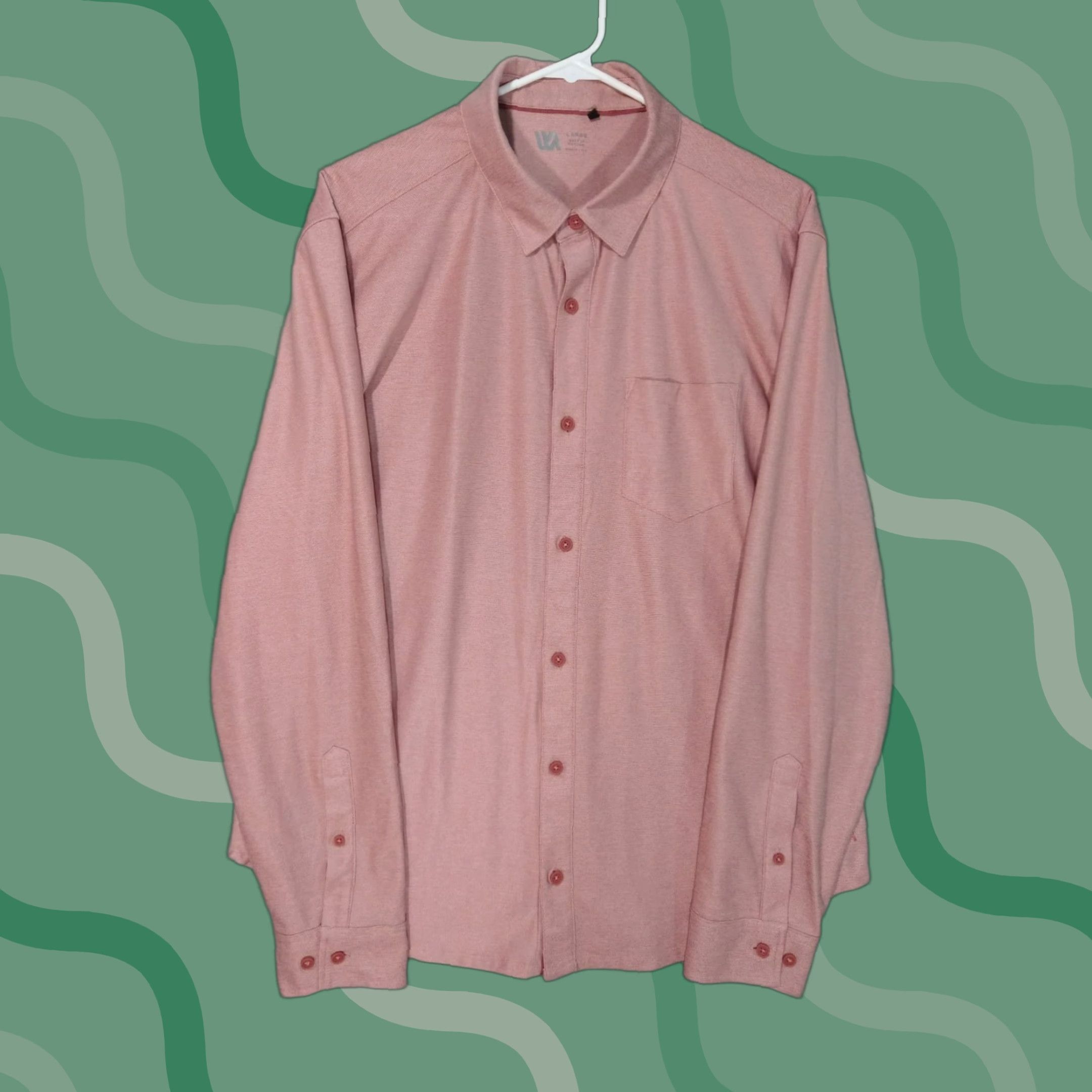 Vintage VRST Shirt Mens L Pink Long Sleeve Button Up 4 Way Stretch Moisture Wicking Size US L / EU 52-54 / 3 - 1 Thumbnail