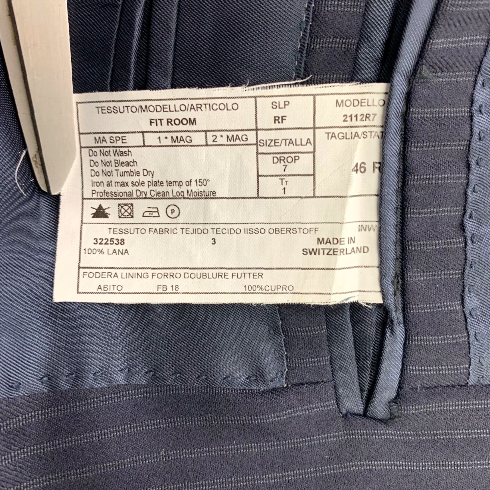 Ermenegildo Zegna VINTAGE Ermenegildo Zegna Blazer Men Navy Stripe 100% Wool Trofeo 44L Two-Button Single-Breasted Cancer? Size 44R - 6 Thumbnail