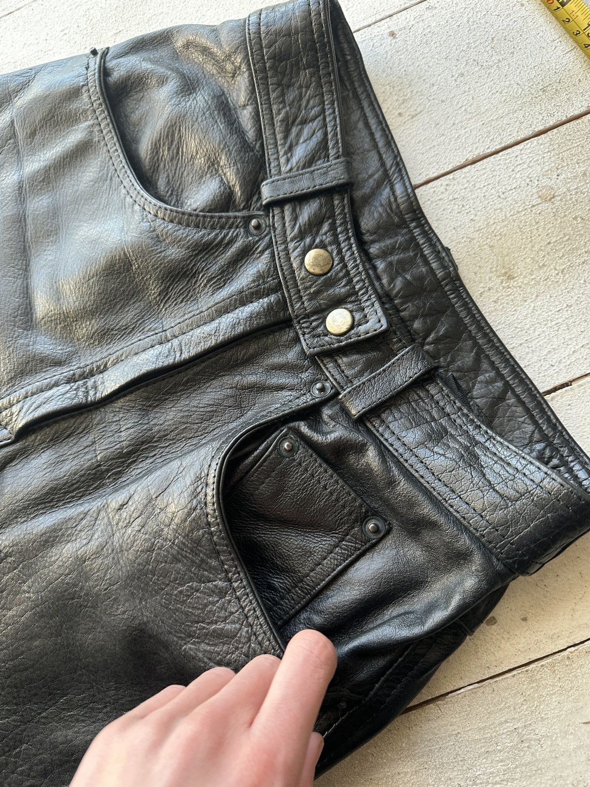 Leather HAVEBA 🚨VNTG leather pants motorcycles Black LUXURY Y2K Size 25" / US 0 / IT 36 - 6 Thumbnail