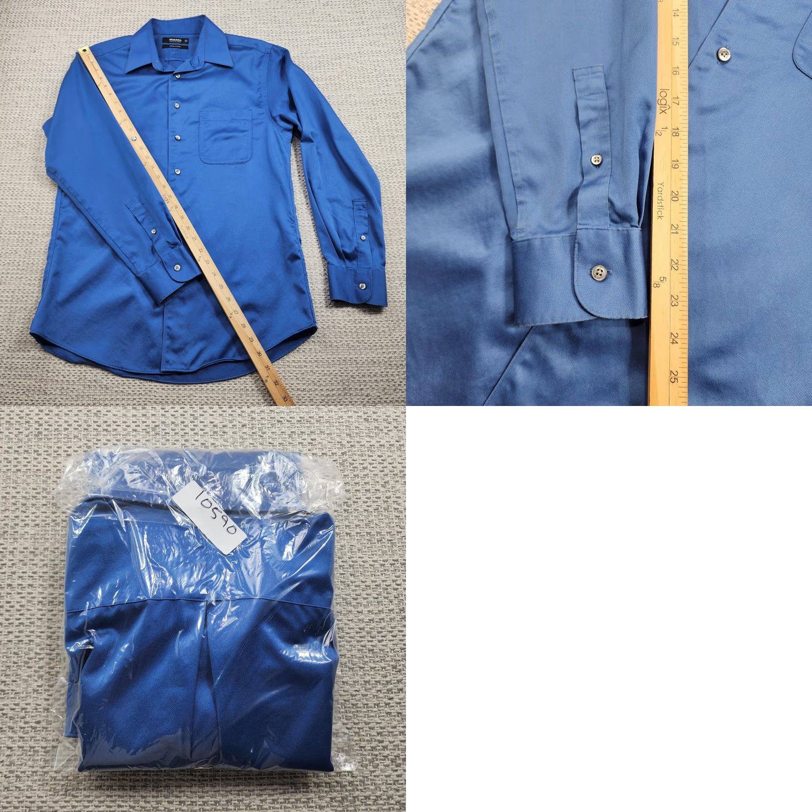 Murano Murano Shirt Mens 15.5 33 Blue Liquid Cotton Long Sleeve Button Up Dress Shirt Size 42R - 9 Thumbnail
