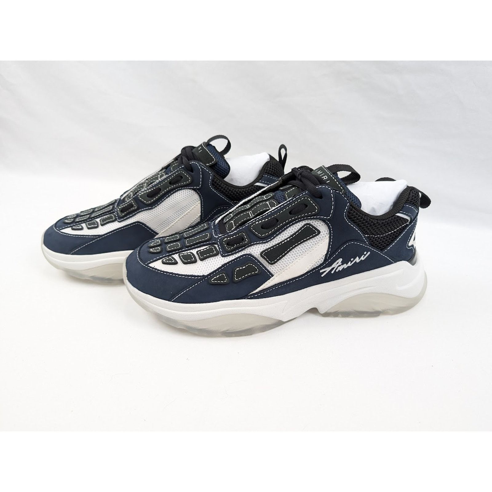 Amiri o1rshd1 Bone Runners Sneakers in Midnight Blue Size US 12 / EU 45 - 14 Thumbnail
