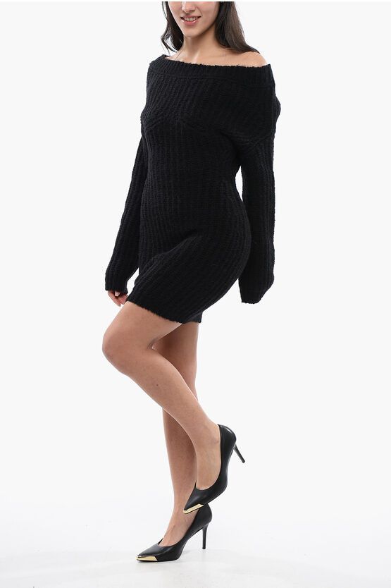 Alpaca Blend Off-Shoulder Dress