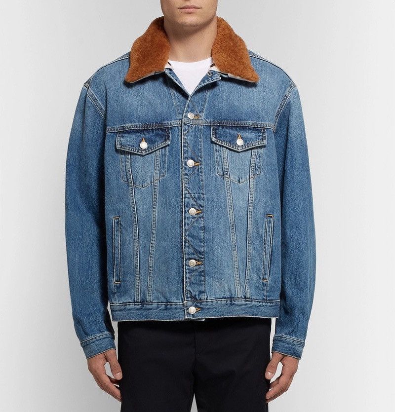 Alexander McQueen Shearling trimmed embroidered denim jacket Size US M / EU 48-50 / 2 - 10 Thumbnail