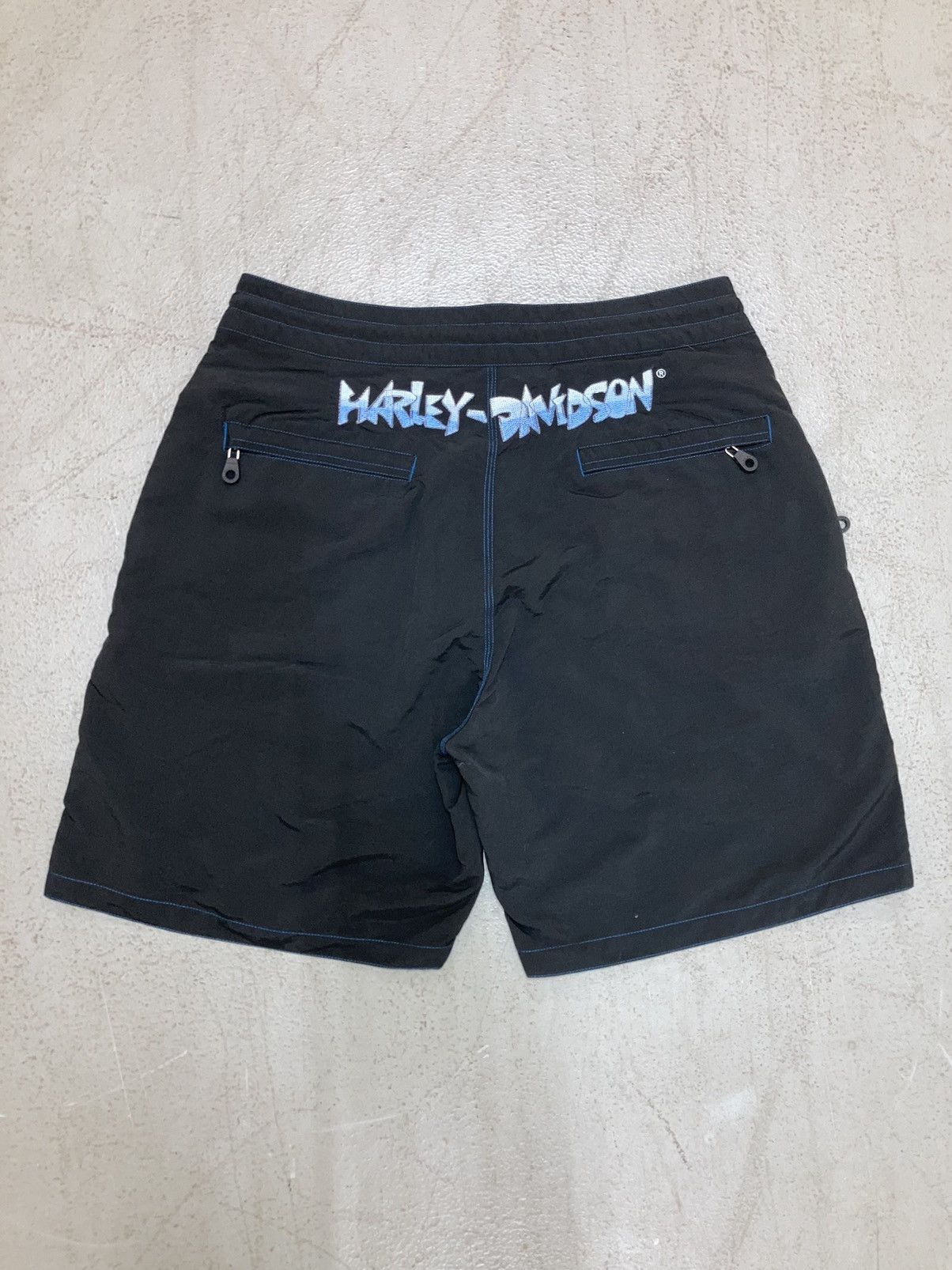 Harley Davidson × Vintage CRAZY VINTAGE Y2K HARLEY DAVIDSON CHROME LIGHTNING SHORTS Size US 32 / EU 48 - 2 Thumbnail