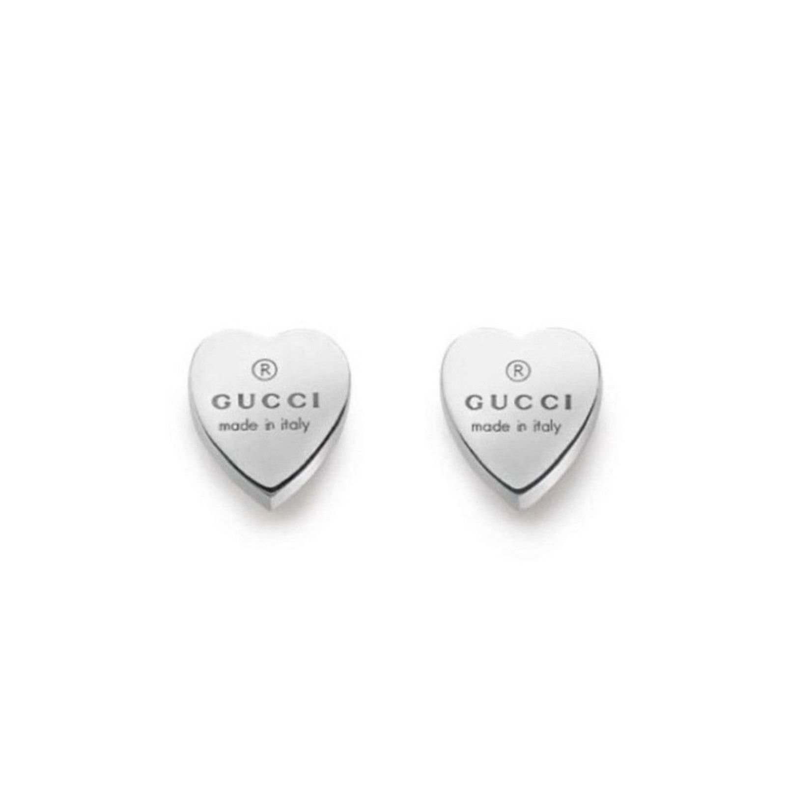 Gucci Gucci Sterling Silver Heart Logo Stud Earrings Size ONE SIZE - 1 Thumbnail
