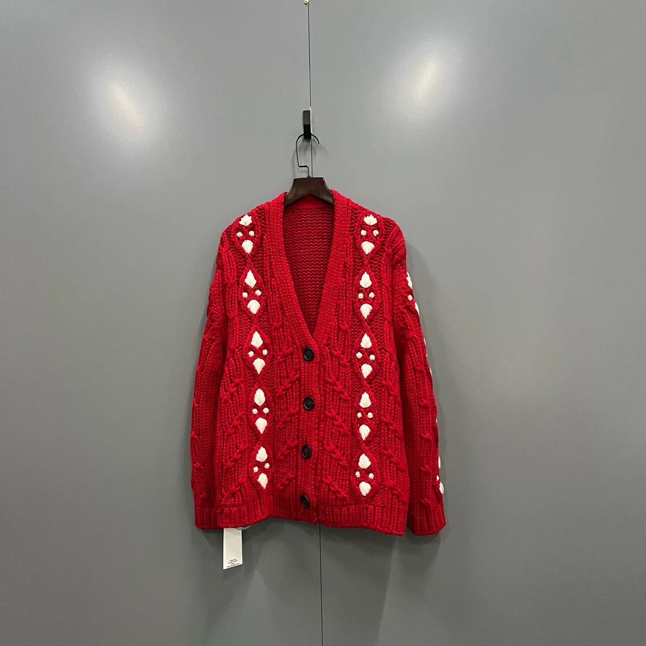 Miu Miu miumiu red wool cardigan with buttons Size S / US 4 / IT 40 - 1 Thumbnail