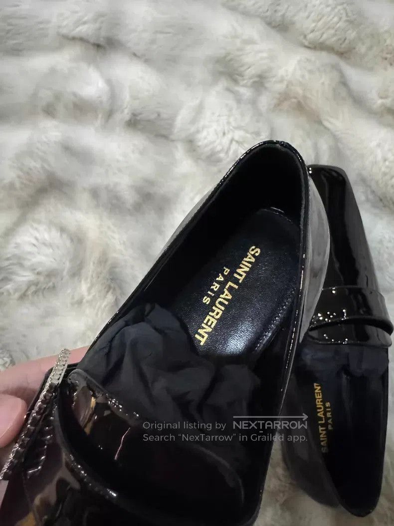 Saint Laurent Paris Saint Laurent Paris Crystal Buckle Loafers Leather Shoes Size US 8 / EU 41 - 8 Thumbnail