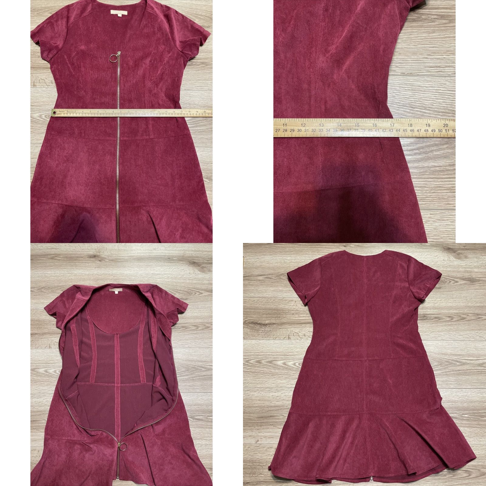 Hope Hope & Harlow Dress Red Corduroy Front Zip SZ 10 Size L / US 10 / IT 46 - 8 Thumbnail