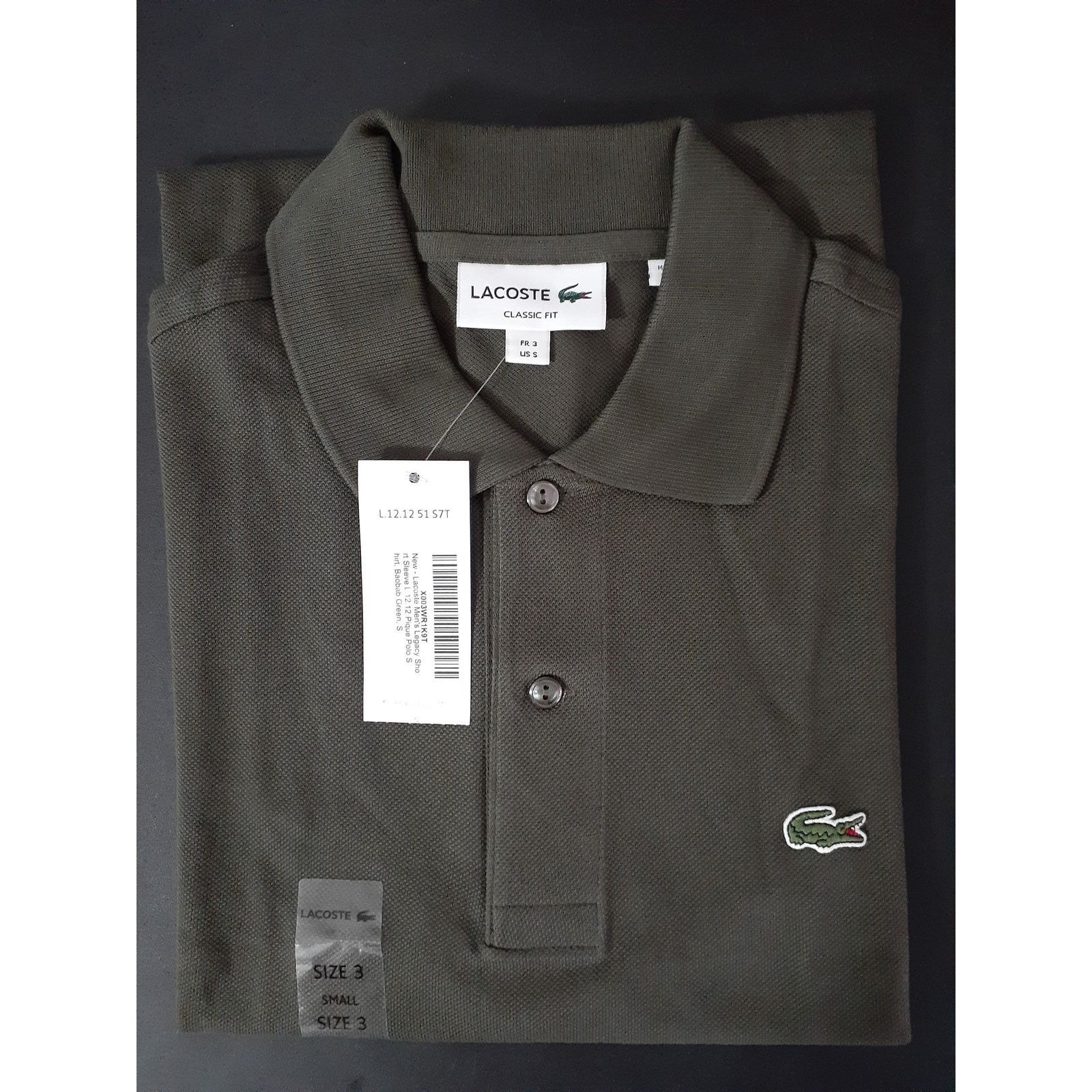Lacoste Lacoste Mens Short Classic Chine L.1212 Polo Shirt B Green S Size US S / EU 44-46 / 1 - 2 Thumbnail