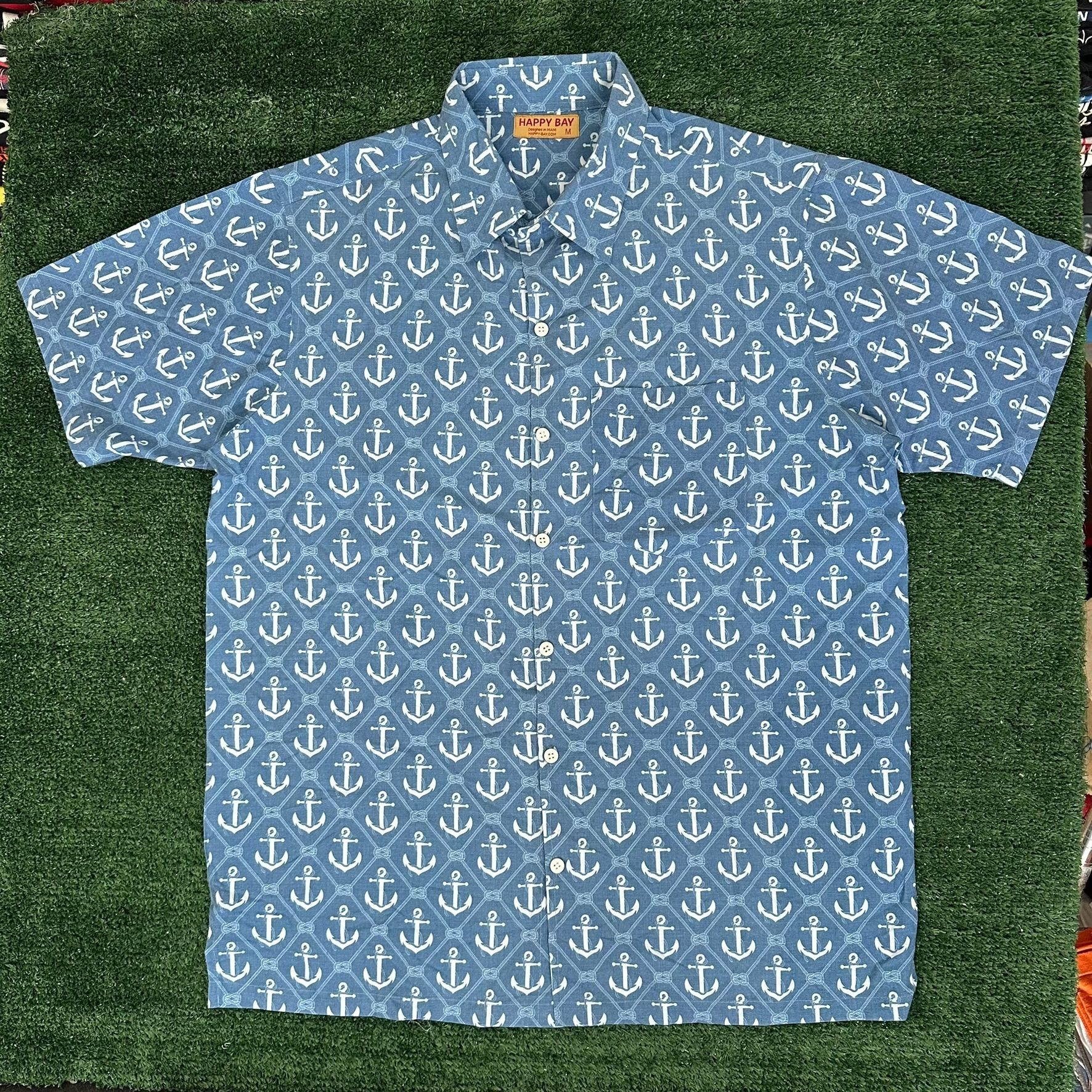 Other Happy Bay Anchor Print Hawaiian Shirt Preppy Nautical Coasta Size US M / EU 48-50 / 2 - 1 Thumbnail