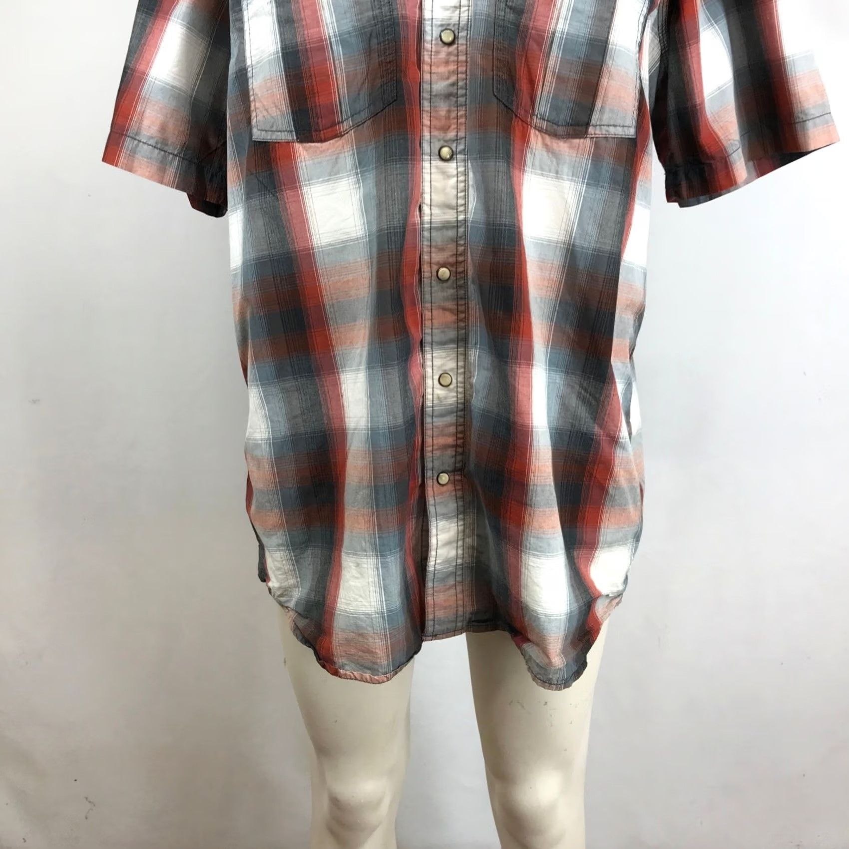 Carhartt Carhartt Mens Relaxed Fit Short Sleeve Plaid Shirt Red Gray L T Size US L / EU 52-54 / 3 - 3 Thumbnail
