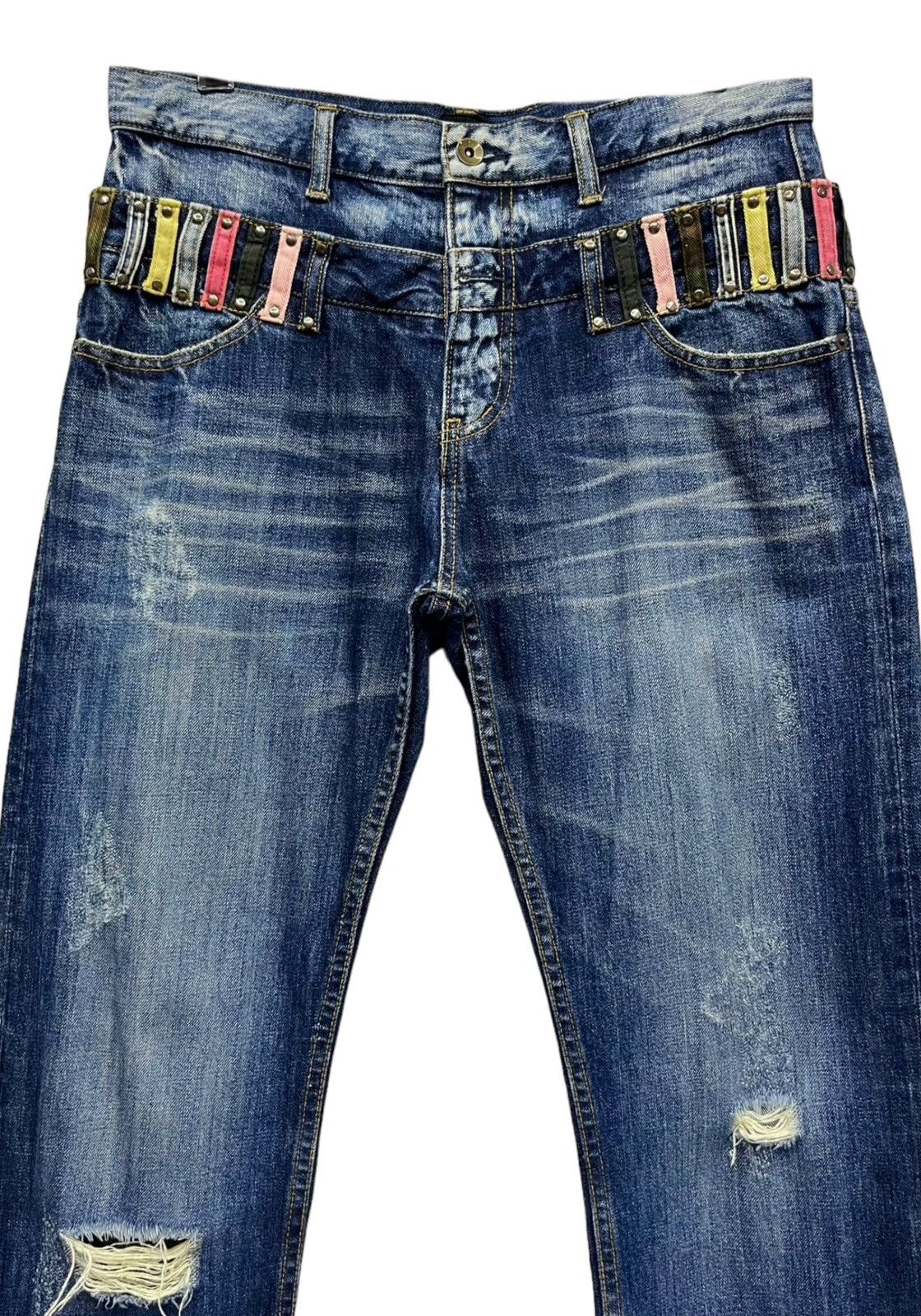 JACKROSE Vtg JACK ROSE Double Waist Distressed Ripped Slim Fit Jeans Size US 31 - 5 Thumbnail