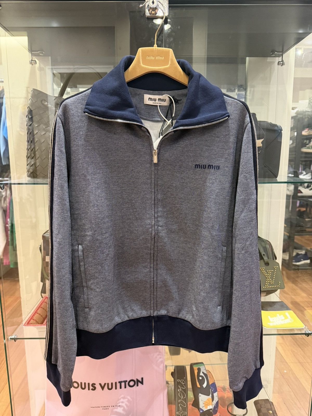 Miu Miu Miu Miu Deux-Tonal Knit Track Jacket Size US S / EU 44-46 / 1 - 1 Thumbnail