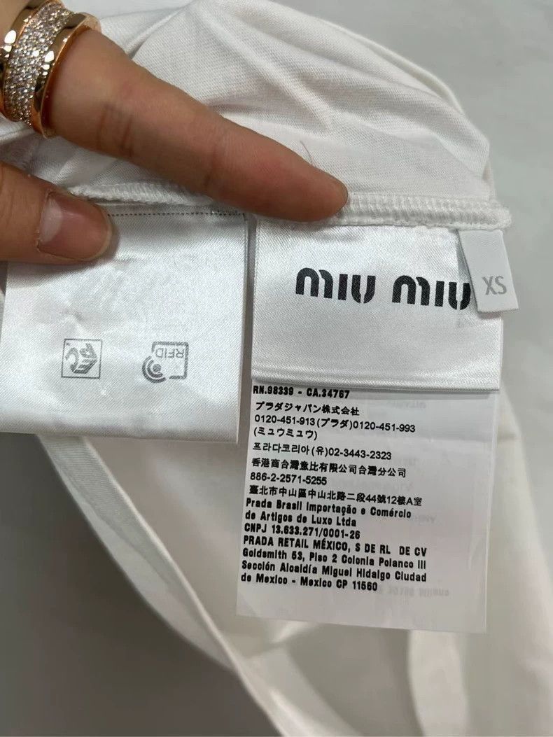 Prada Miu Miu Cropped Short Sleeve White TShirt -2505 Size US XS / EU 42 / 0 - 3 Thumbnail