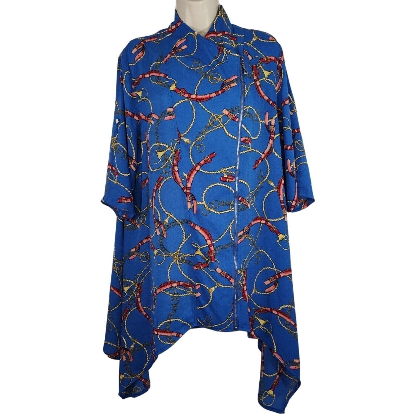 Other Feratelli Blue Equestrian Zip Tunic Top High Neck Size L Size L / US 10 / IT 46 - 1 Thumbnail