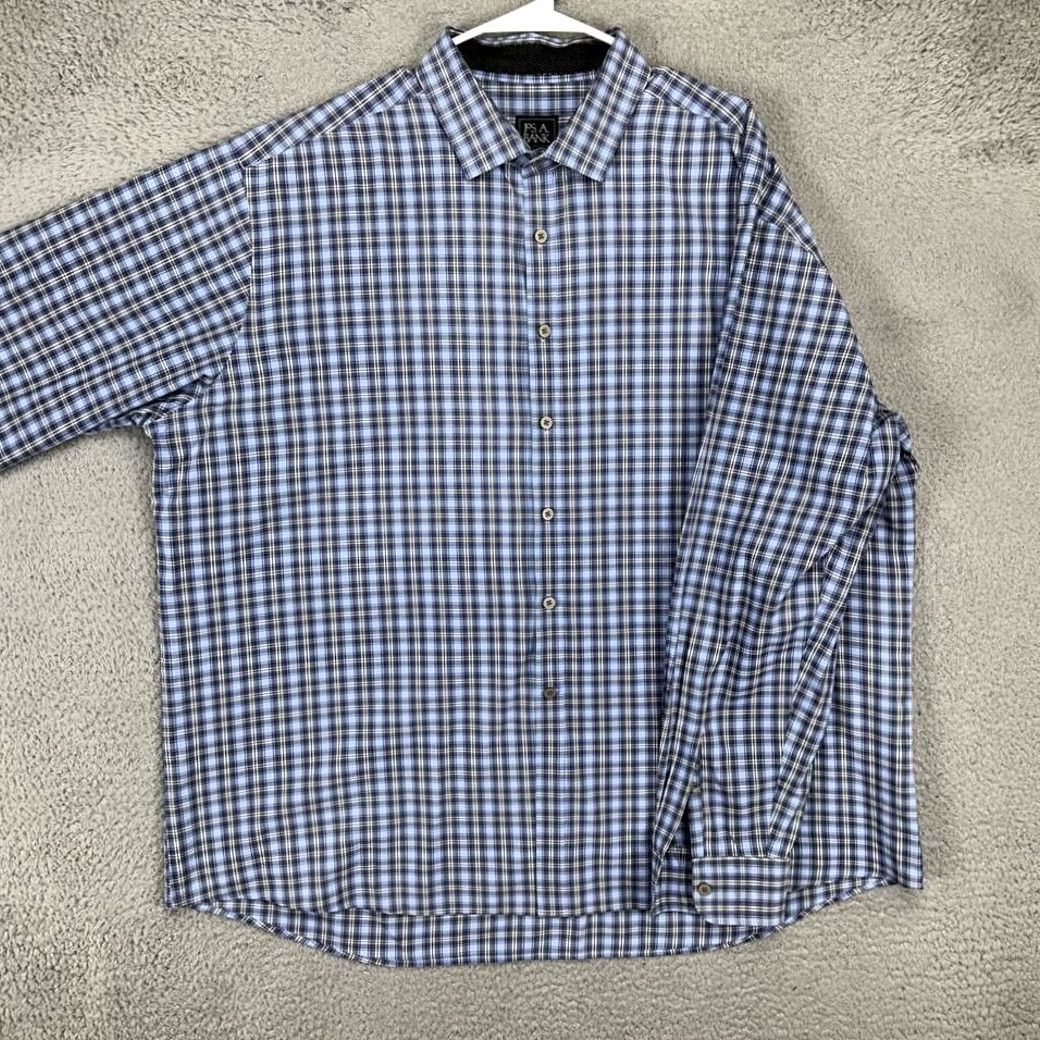 Jos. A. Bank Jos. A. Bank Traveler Travel Tech Button Up Shirt Mens 2XL Blue Plaid Tailored Size US XXL / EU 58 / 5 - 2 Thumbnail