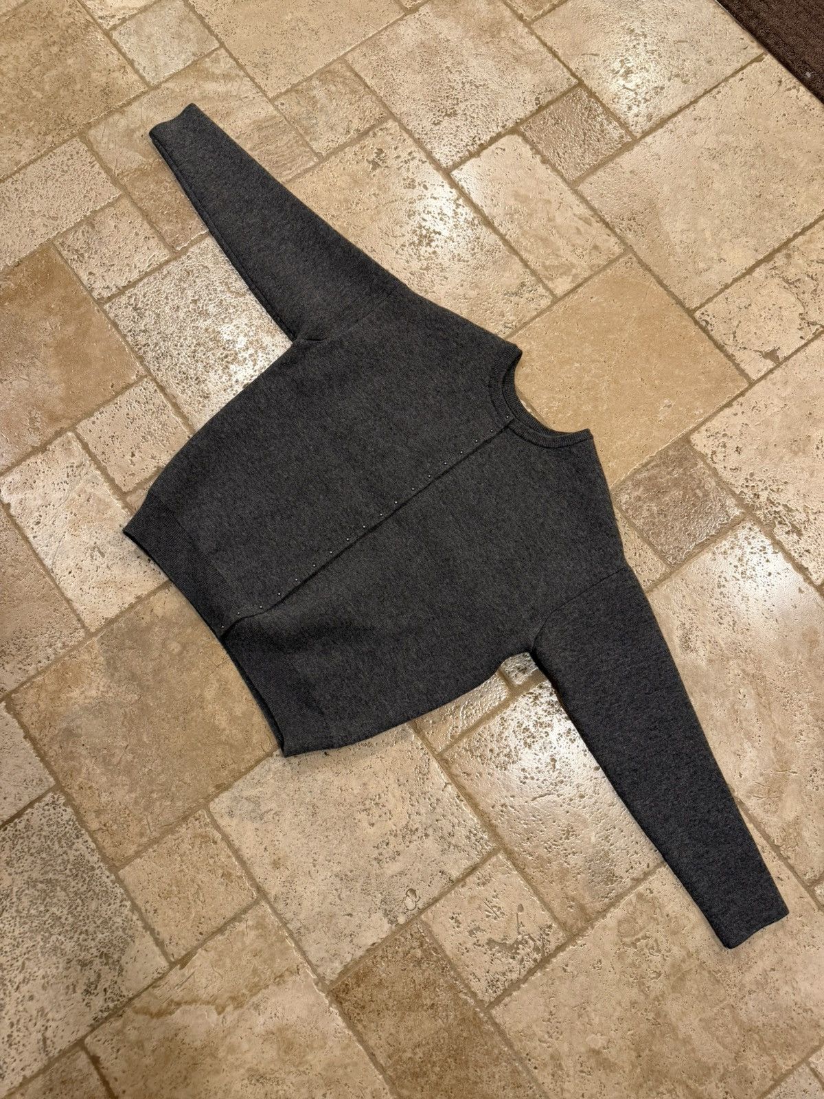 Loewe Loewe Grey Studded Open Back Knit Cardigan Sweater 2024 Size US S / EU 44-46 / 1 - 7 Thumbnail
