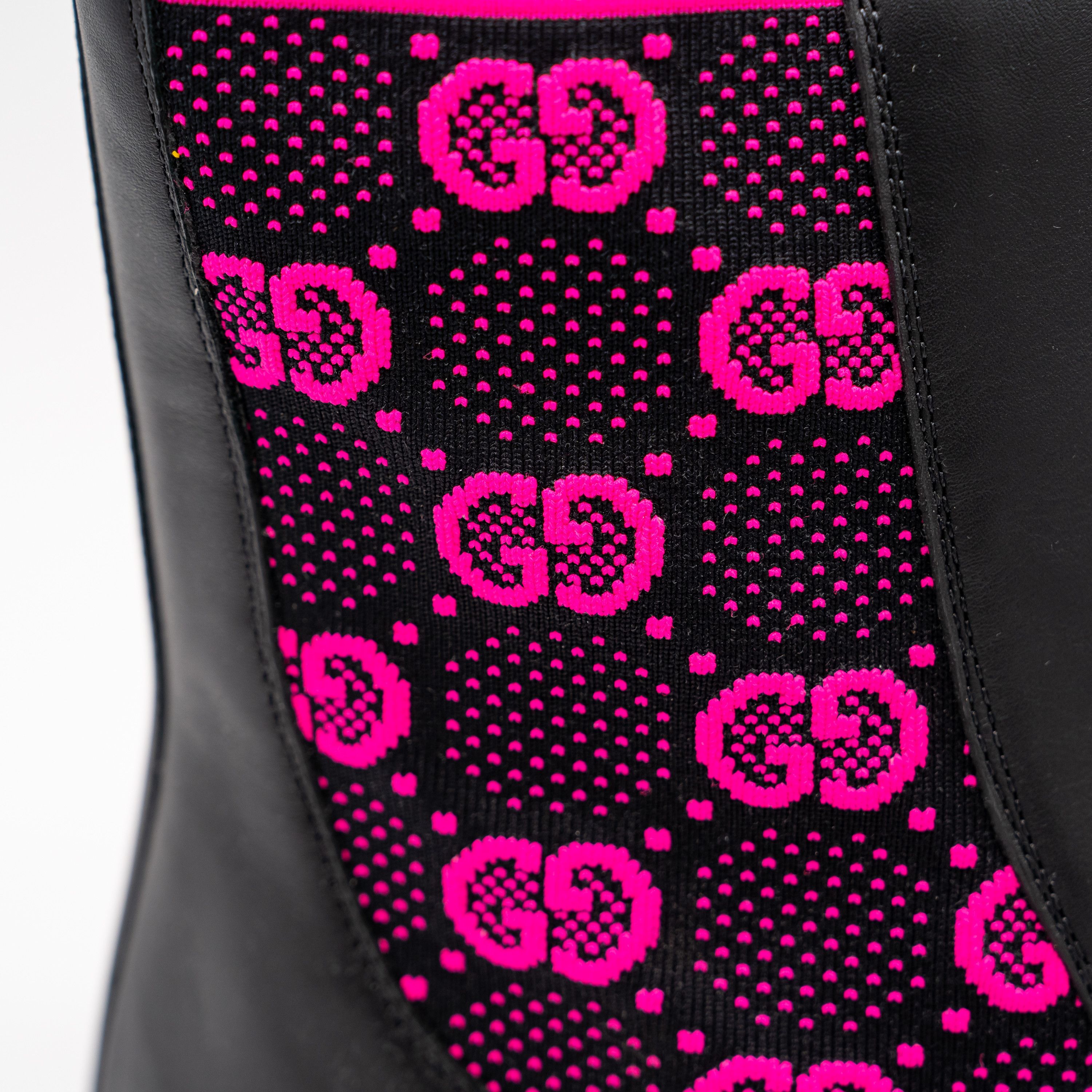 Gucci 41G 11 US Gucci Panelled Jersey Leather Boots Black Pink GG Size US 11 / IT 41 - 8 Thumbnail