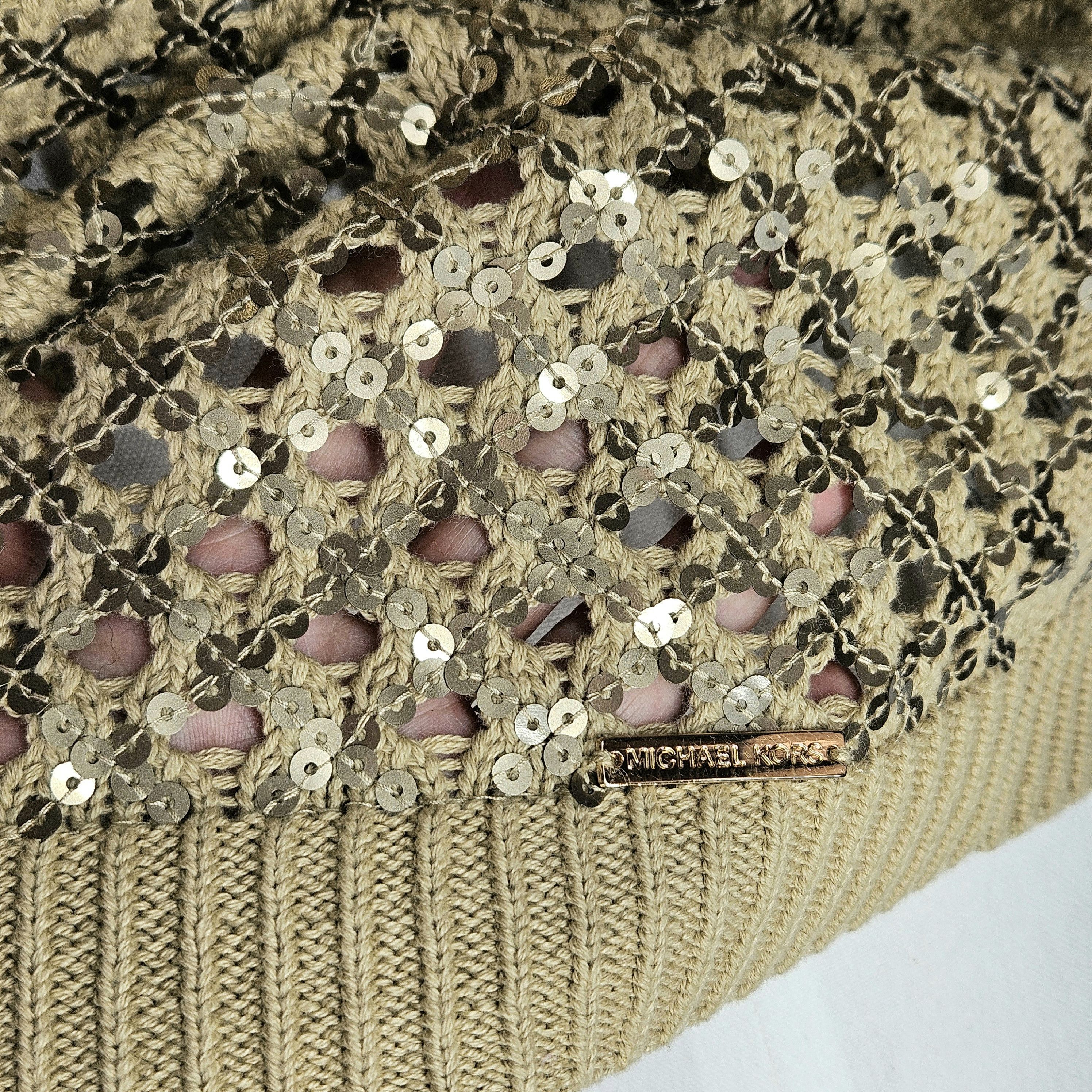 Michael Kors Michael Kors Size L NEW Sweater Cotton Gold Open Knit Sequin Size L / US 10 / IT 46 - 7 Thumbnail