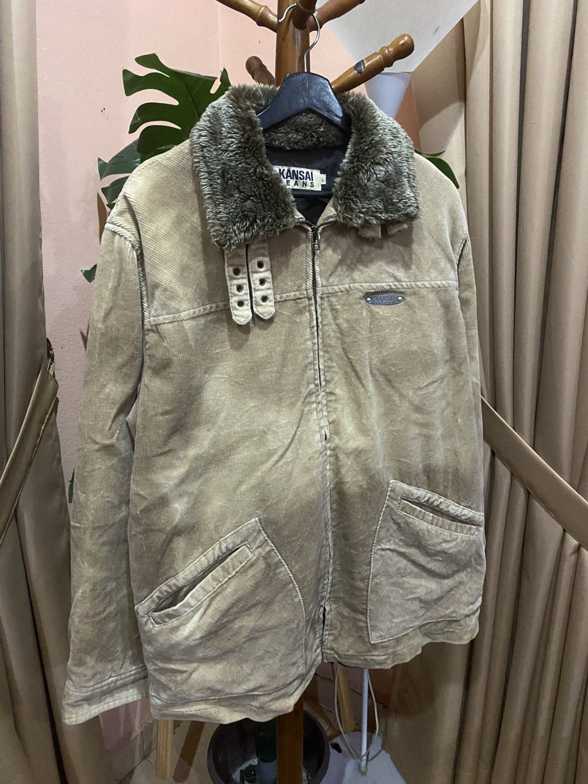 Kansai Yamamoto Vintage KANSAI JEANS Faux Fur Collar Corduroy Jacket Size US M / EU 48-50 / 2 - 3 Thumbnail