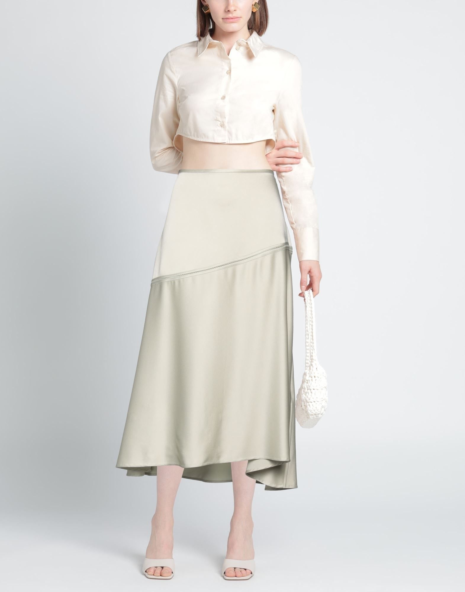 Jil Sander o1mt1gz1125 Midi Skirt in Sage Green Size 28" / US 6 / IT 42 - 3 Thumbnail
