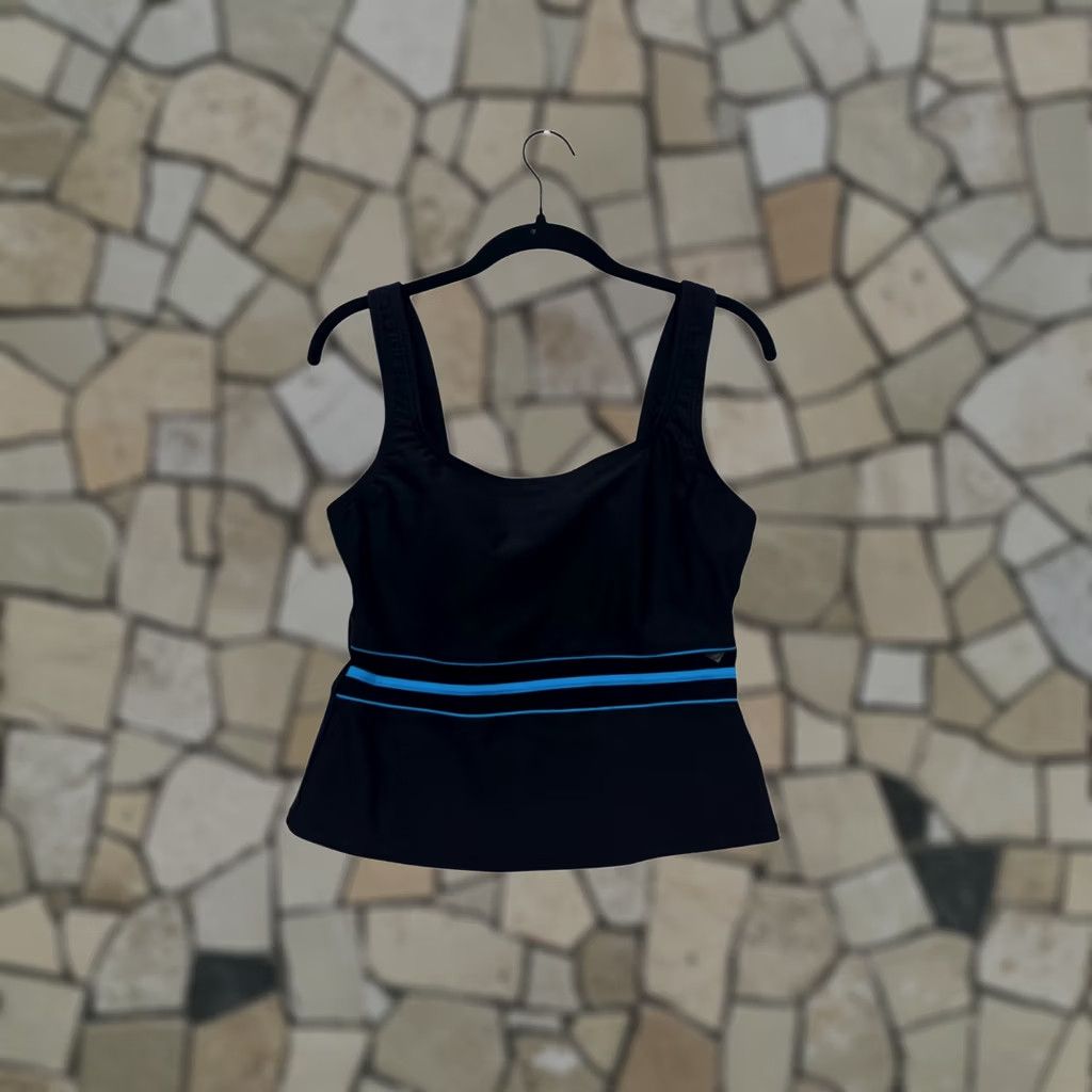 Speedo Speedo Tankini Swim Top Unisex Adults Size 10 Black Blue Stripe Nylon Spandex Size L / US 10 / IT 46 - 1 Thumbnail